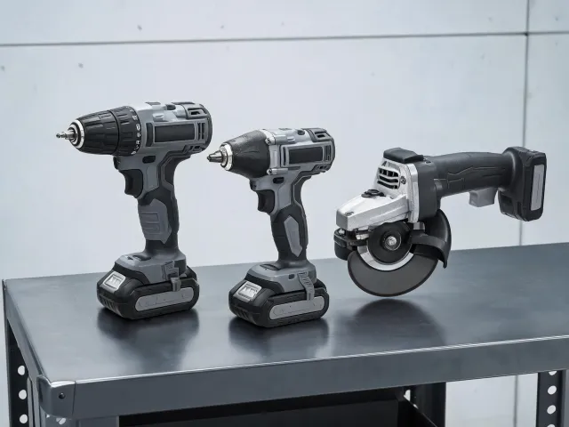 Power tools on bench